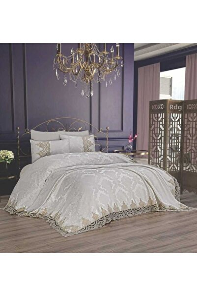 bursa çeyiz طقم زفاف بورسا داور أهنك كابتشينو فرنسي مزين بالدانتيل مكون من 7 قطع