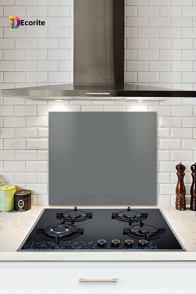 Decorita Protector de spate pentru aragaz din sticla |   Culoare uni - gri |   52 cm X 60 cm