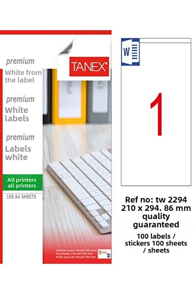 Nextpage ملصق ليزر Tanex - Tw-2294 أبيض، 210*294.86 مم، 100 قطعة
