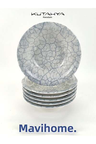 Kütahya Porselen Corendon Series - 16 cm Marble Patterned, 6 Porcelain Soup Bowl