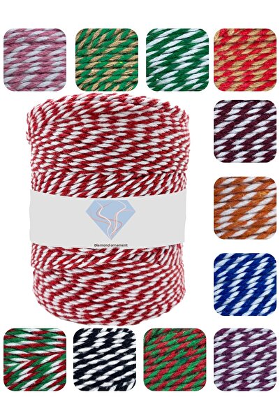E Elmas Red and White Packing Rope Cotton Martenichka Rope (2-3MM-200GR-200M)