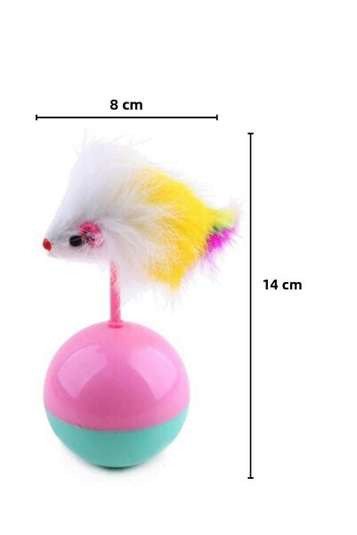 Buffer 2 Pieces Cat Play Ball with Furry Mouse Pilgrim Recliner Educational Kitten Mouse Chasing Toy