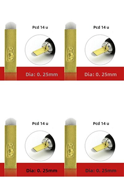 iğnem Set de 4 ace de microblading Pcd galben auriu cu 14 pini U