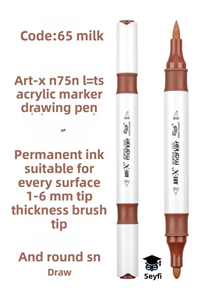 SEYFİKİRTASİYE قلم رسم أكريليك مزدوج الأطراف من ART-X - سمك طرف 1-6 مم، قلم ر...