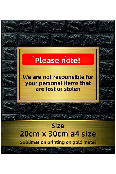 ALFA REKLAM AJANSI ورقة مطبوعة معدنية ذهبية مكتوبة بأشياء مفقودة (20 × 7 سم)