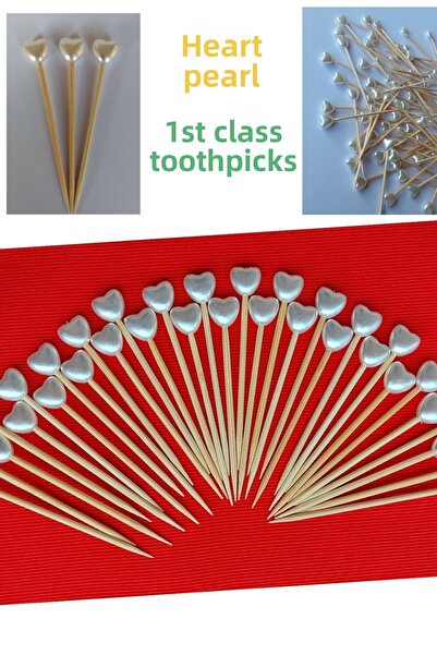Armashine 150 قطعة من أعواد أسنان لؤلؤ الكوكتيل على شكل قلب - وعد الخطوبة وأع...
