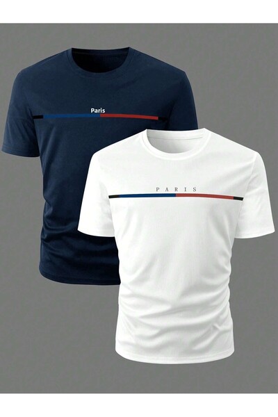 DAXİS Sportwear Company 2 db Unisex nyomott, túlméretezett nyakú póló csomag