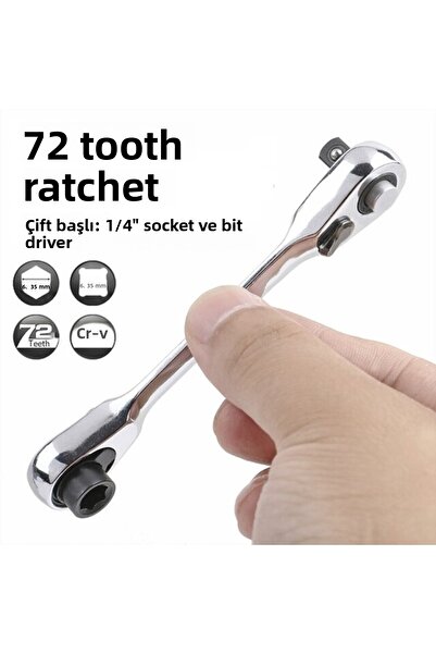 Choice مفتاح ربط صغير 2 في 1 بمقبس مزدوج ومفتاح ربط سريع ومفك براغي سداسي عزم الدوران