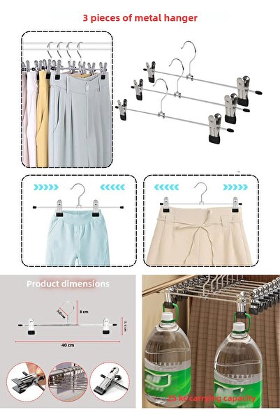 Manken İstanbul 3 bucăți inoxidabil 40 cm cu zăvor mobil cuier pentru fustă m...