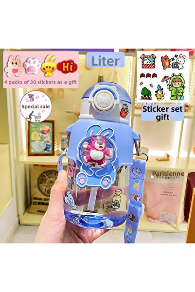 Salsepetial زجاجة مياه تيدي بير مع زجاجة مياه تيدي بير مع شكل تيدي بير، 1000 مل