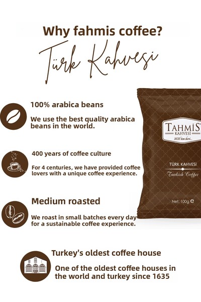 Tahmis Traditional Turkish Coffee Set 100 G (OTTOMAN-TURKISH-DIBEK) Assortments