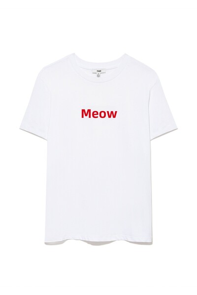 Mavi Κόκκινο Miav εμπριμέ λευκό T-shirt κανονική εφαρμογή / κανονική κοπή 1610622-86417