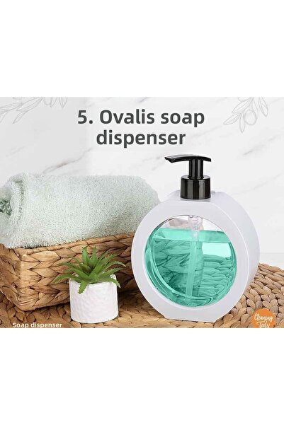 Leony موزع الصابون السائل 350 مل بيضاوي أنيق للديكور للحمام والمطبخ والمرحاض