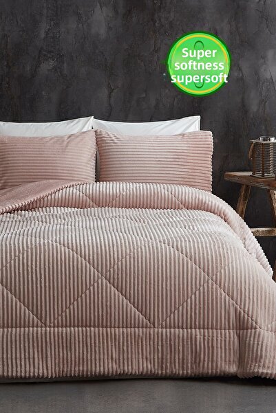 Patterson Sherpa Double Sided Quilt Set - Soft Wellsoft, Double, 3 Pieces Powder