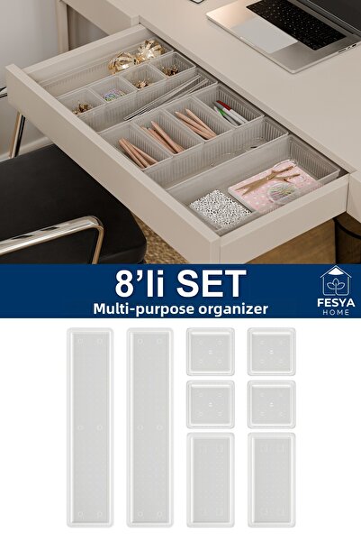 Fesya Home مجموعة أدراج تنظيم متعددة الأغراض من أوريغامي مكونة من 8 قطع 4K-20-2B