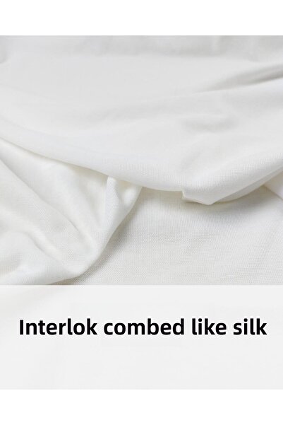 Kumaş Parça Λεπτό Βαμβακερό Βαμβακερό Interlock - σε Εκρού, Πλάτος: 140