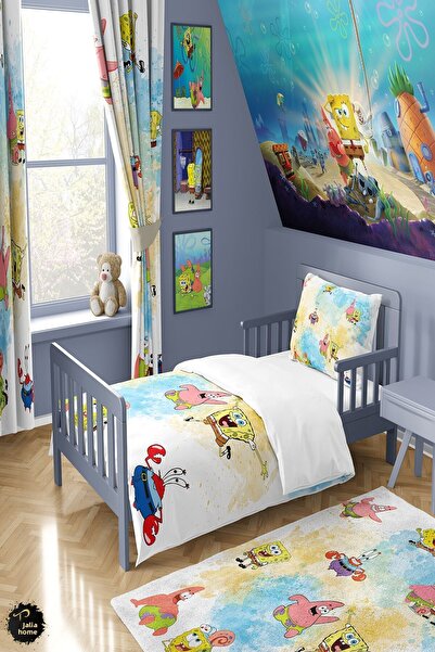 Talia Home طقم غطاء لحاف للأطفال والرضع منقوش سبونج بوب TLAN-313