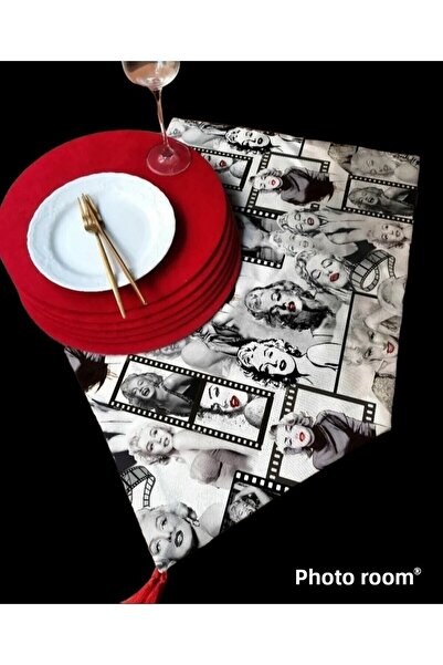 Premier American&service Runner Navy Blue Design Runner 6 Piece Red MDF Plate Set