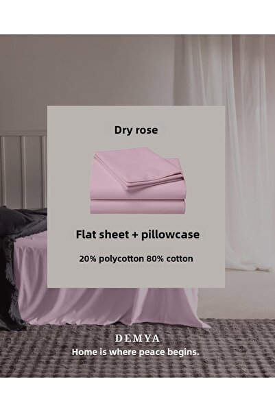 Demya Home Single Flat Sheet + Pillowcase 160 X 240 cm with Natural Cotton Fabric