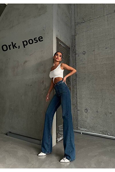 Diviny Blugi de damă, albastru colorat, obișnuiți, cu talie înaltă, cu talie înaltă