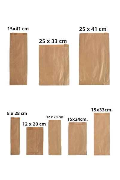 OLİ Art 15x41cm Kraft Closed Paper Bag - 100 Pieces Side Gusseted Packaging Gift Package