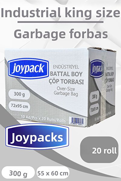 Joypack أكياس نفايات صناعية كبيرة الحجم 10 قطع، 20 لفة - 300 جرام 72 × 95 سم ...