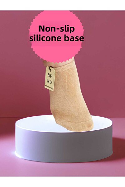 ENEFENDİ Ballet Socks Invisible Socks Sports Yoga Pilates Sneakers Non-Slip Silicone Sole 36-40 Cream