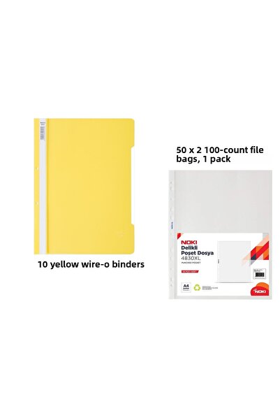 KarmaOfis Yellow Wire Binder Set 2 (10 Yellow Wire Binders + 100 Bag Binders)