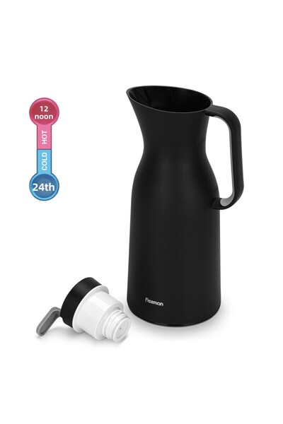 Fissman Vacuum Insulated Flask 1000 ml Black with Pink Glass Liner