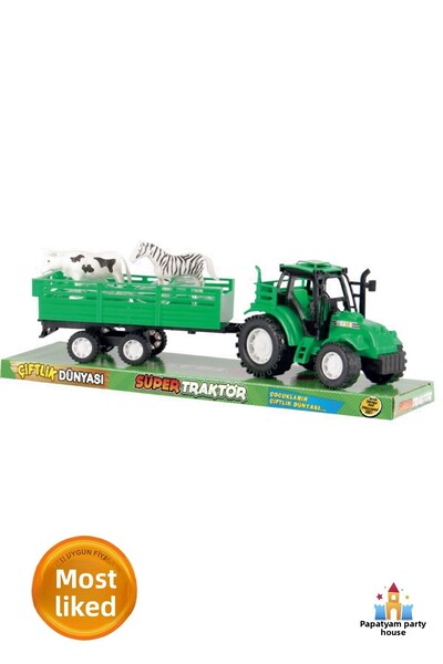 PapatyamPartiEvi مجموعة ألعاب عالم المزرعة للجرارات مع الحيوانات في الفراغ - ...