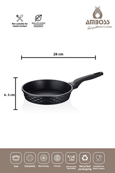 Amboss Quartz 3 Piece Cast Titanium Coating Fireproof Non-Stick 20 24 28 Cm Cast Pan Set