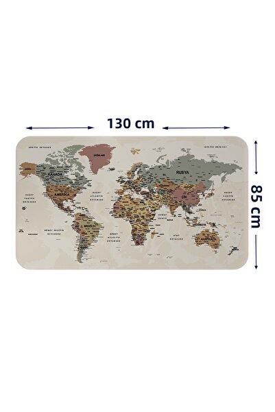 Dropcek eticaret World Map Wall Sticker - Turkish Educational, Country and Capital Ocean Detailed, 85X130-3838