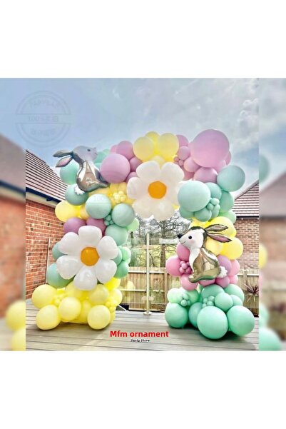 MFM Set de baloane cu lanț macarons cu tematică iepure margaretă