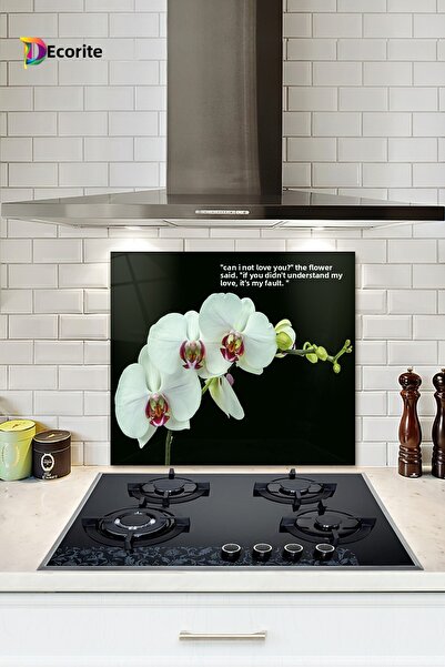 Decorita Glass Stove Back Protector| Elegant Orchid| 52cm X 60cm