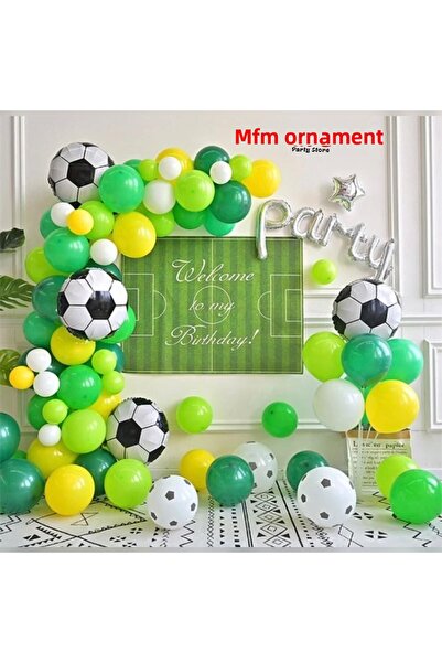 MFM Set de baloane cu lanț de mingi de fotbal pentru petrecere, alb, negru