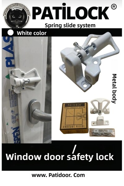 PATİDOOR Safety Lock for Sliding Windows and Doors.Burglar Lock Child Safety Lock.