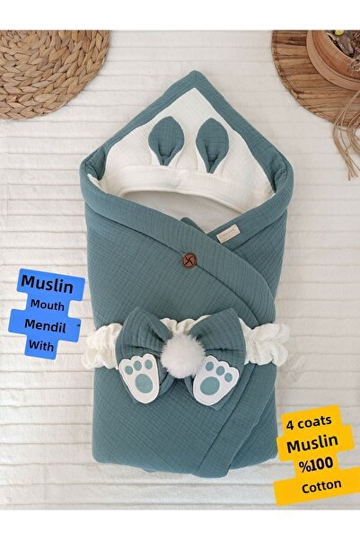 Tomuycuk 4 Layer Muslin Green Baby Blanket 100% Cotton Natural Organic Sleeping Swaddle Hospital Outlet