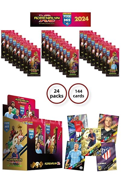 TOYFEST Panini Adrenalyn Fifa 365 - 2024 Cărți oficiale de tranzacționare pentru jucători de fotbal (pachet de 24)