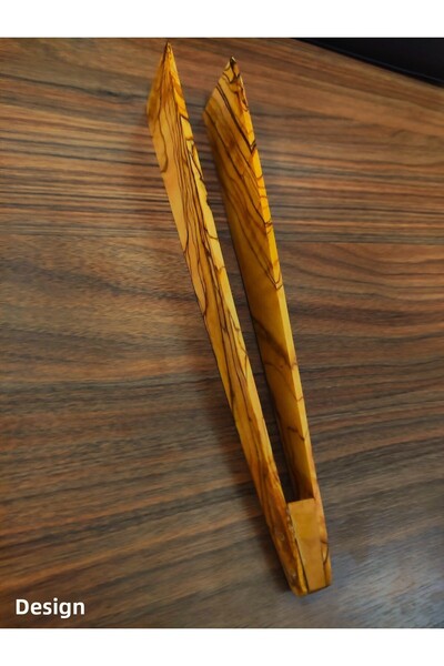 DesignEv Handcrafted Natural Olive Tree Luxury Wooden Tongs 25cm