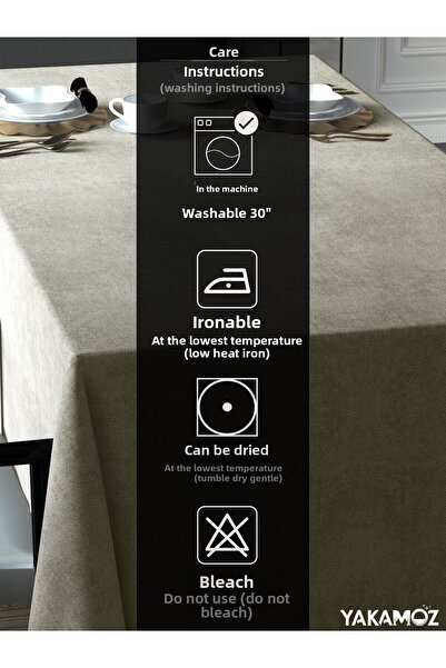 Yakamoz SUMMER BEIGE VELVET TEXTURED TABLE COVER LEAD-FREE VELVET TOUCH SERIES