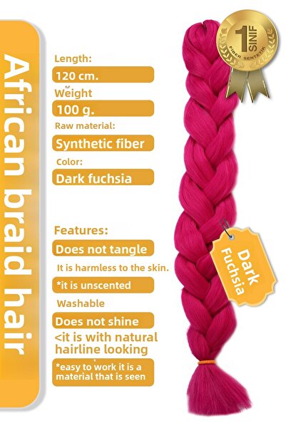 KONAK PERUK Păr sintetic fucsia închis pentru împletitură africană Rasta și B...