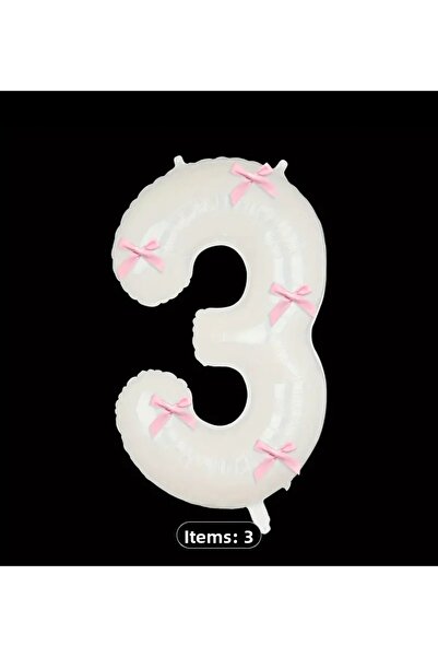 Partifabrik بالون أرقام باللون الأبيض مع القوس