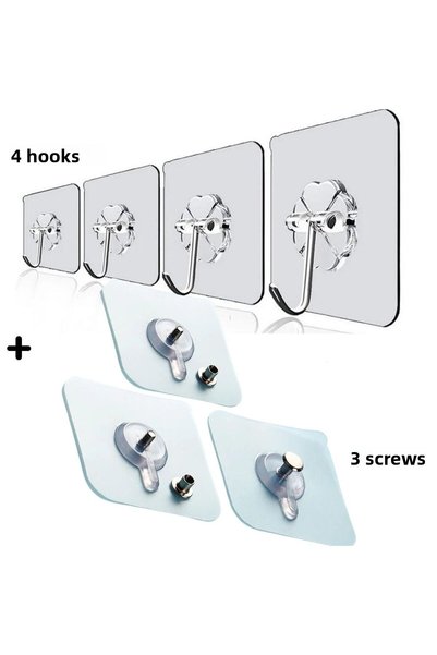 Mawrond 4 Pieces with Hooks + 3 Pieces with Screws Transparent Ultra Strong S...