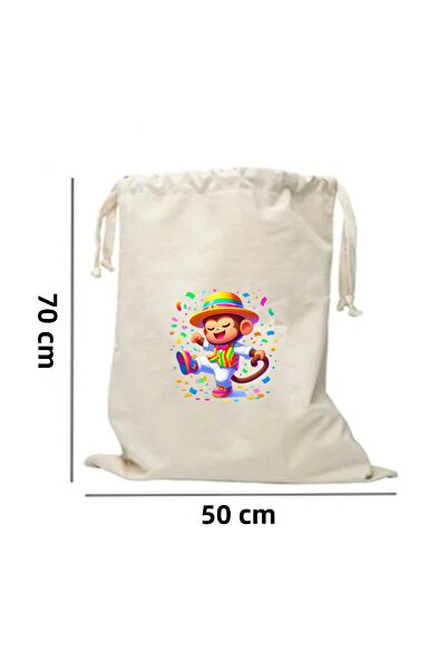 Elbasan Tekstil 50 x 70 cm Geantă de jucărie din pânză Maimuță dansatoare