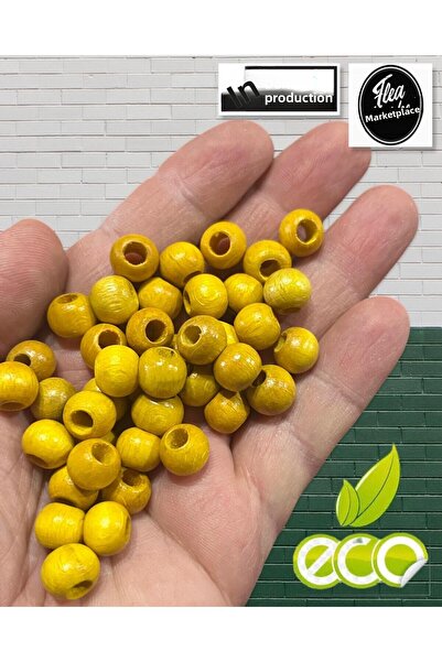 Selin Ξύλινη χάντρα 10 mm 100 gr (Μέσο ± 250 - 300 Τεμάχια) Κίτρινο