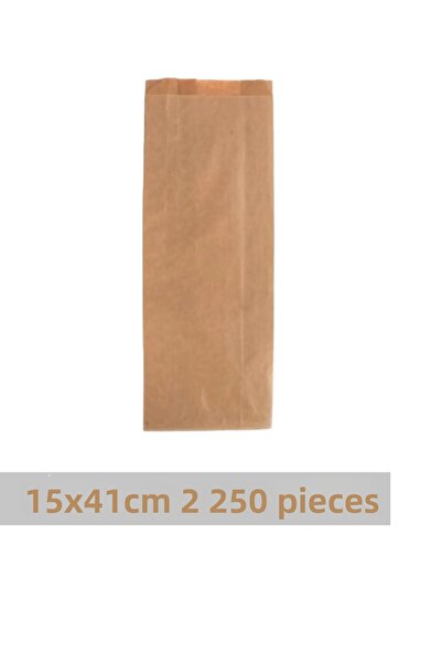 OLİ Art 15x41cm Kraft Closed Paper Bag - 250 Pieces Side Gusset Packaging Gift Package