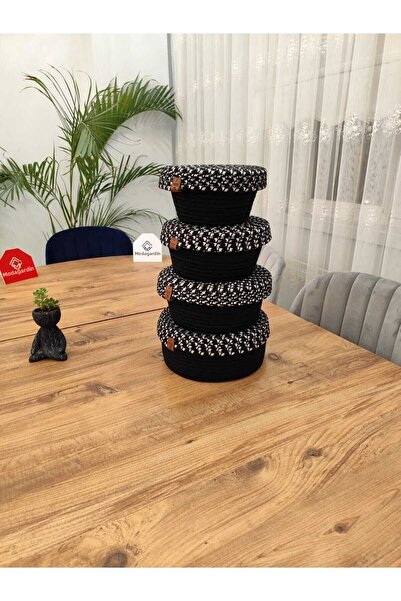 JÜTEX HOME Jută, paie, coș cu 4 capac, design special, organizator multifuncț...