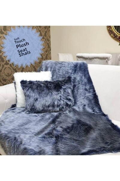 YILMAZHOME Plush Sofa Throw - Navy Blue