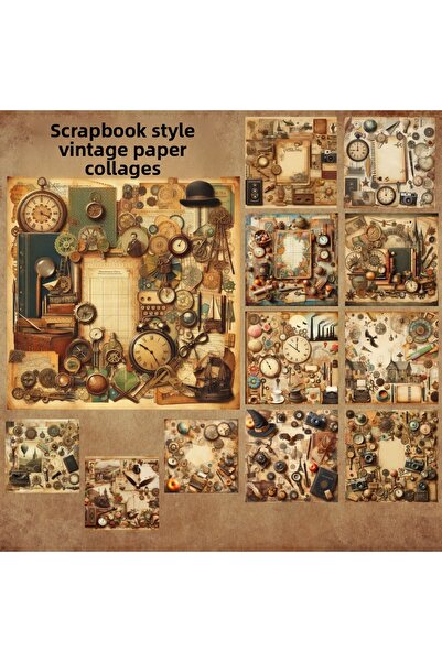 Pink Swan Craft Vintage Collage Hârtii vechi - 12 buc. Scrapbook Bullet Journ...