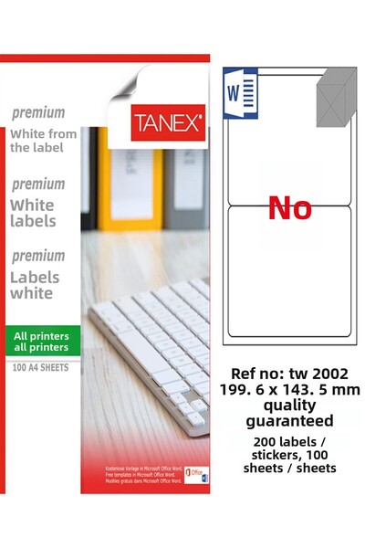 Ürün Evim Etichetă laser Tanex - Tw-2002, 199.6*143.5 mm, Albă